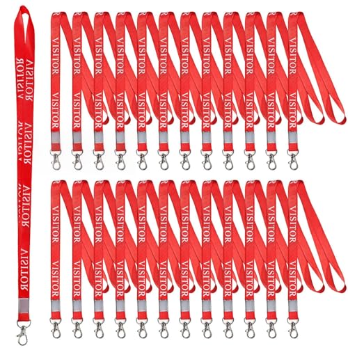 50 PCS Red Visitor LANYARDS Volunteer Neck Straps for ID Badges Events