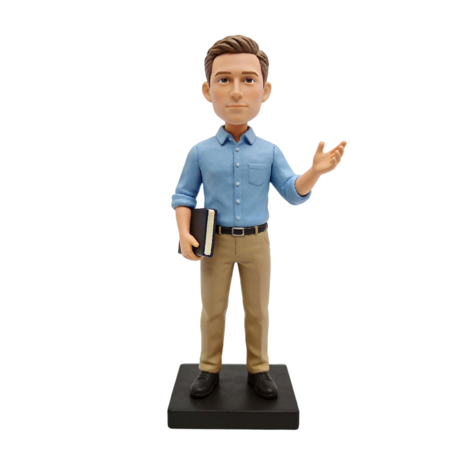Bobblehead personalizzato per insegnante, statuetta 3D personalizzata da foto, statua a corpo intero in argilla polimerica fatta a mano con accessorio per libri, decorazione da scrivania, regalo di