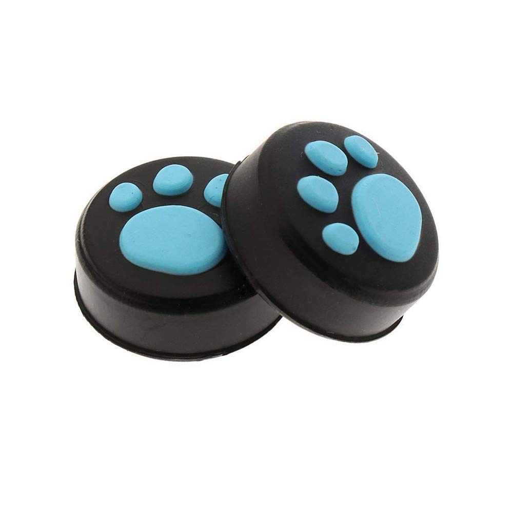 Silicone Thumb Stick Analog Joystick Thumb Grip Caps Cover Case for Switch NS Joy-Con Console (Blue Paw)