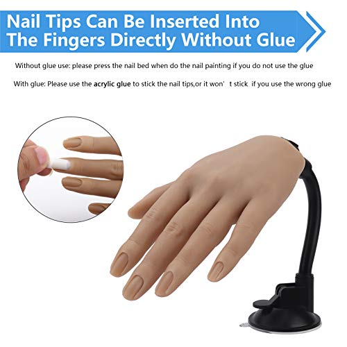 Silicone Practice Hand For Acrylic Nails With Bracket,Realistic Nail Practice Hand Stand, Flexible Bendable Nail Training Mannequin Hand For Nails Practice Nail Art Tools (Left Hand) #TOP1