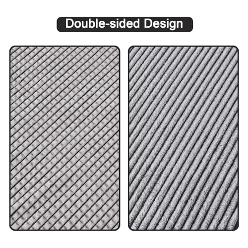 Couverture pelucheuse lit simple plaid molleton doux gaufré à carreaux - 4