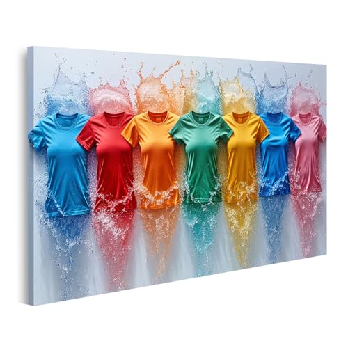 islandburner Image sur toile T-shirts colorés avec éclaboussures d'eau pour le salon Boutique de mode créative Images murales Poster