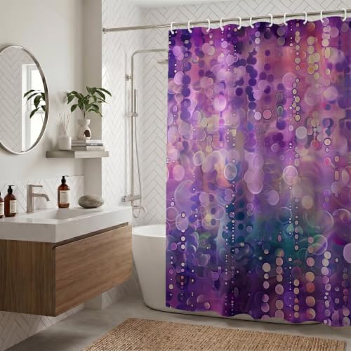 Rideau de douche violet 150x170 cm abstrait en polyester imperméable - 4