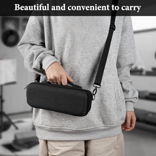 Image of Geekria Shield Speaker Case Compatible with JBL Flip 7 /6 /5 Replacement Hard Shell Portable Protective Carrying Bag with Cable Storage, Keychain Hook, Travel Shoulder Strap (Dark Grey)