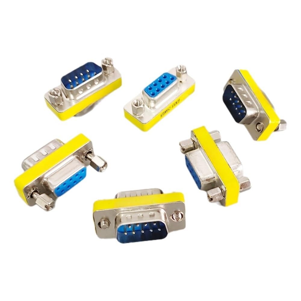 2/5PCS DB9 9Pin Male Female MI NI Gender Changer Adapter RS232 Serial Plug Com Connector(Female,5PCS)