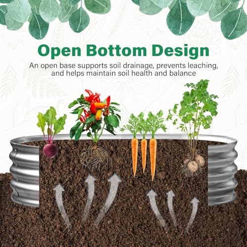 TATAANTY Galvanized Raised Garden Bed for Outdoor: 4X2X1ft Durable Metal Vegetable Plant Container Kit - Oval Planter Box for Gardening Flower Trough (2 Pack) - Image 6