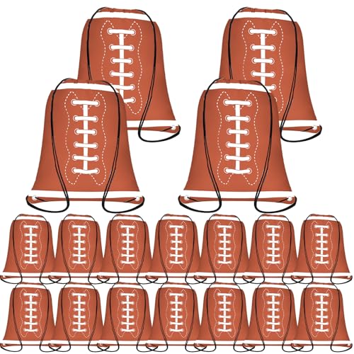 18 Pieces Football Drawstring Bags, Football Drawstring Backpacks Party Favors Cinchs Goodie Bags for Gym Party Favors Bags