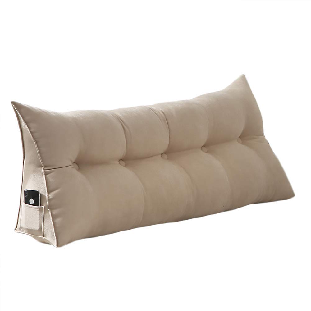 VERCART Large Headboard Pillow Wedge Bed Rest Reading Pillow Daybed Pillows Triangular Headboard Wedge Pillows Bolster Gap Filler Triangle Back Cushion Long Wedge Pillow Velvet Taupe Queen