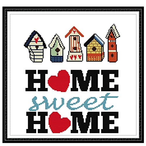 Itstitch Stamped Cross Stitch Kits For Beginners Full Range Of Cross Stitching Preprinted Pattern For Kids Or Adults, 11Ct Diy Embroidery Needlepoint Starter Kits-Sweet Home，17.3×16.9 Inch #TOP10