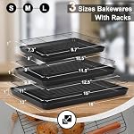 HaWare Baking Sheet with Cooling Rack Set, Non Stick Cookie Sheet with Wire Racks for Cooking Roasting, Heavy Duty Baking Pans Set, Included 3 Different Sizes, Healthy Non Toxic, Dishwasher Safe