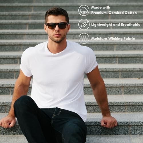 Max Sense Men's Basic Regular Fit T-Shirt Cotton Super Soft Fitted Crewneck Tee Short Sleeve Casual Solid Shirt4