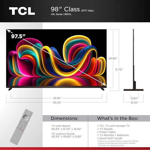 Image of TCL 98 Inch Class X11L | SQD-Mini LED | 98X11L, 2026 Model | 144HZ Ultimate Brightness & Contrast Dolby Vision | Up to LD20K Precise Dimming | Gemini AI Smart Google TV | Dolby Atmos Bang & Olufsen