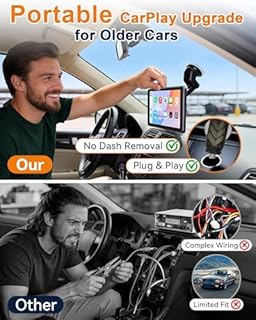 Befumly Portable Wireless CarPlay Screen - 7-inch Plug & Play No Dashboard Removal Upgrade for Older Cars - Compatible for Apple CarPlay & Android Auto with Backup Camera