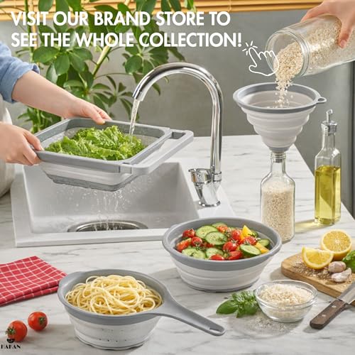 Collapsible Colanders for Kitchen | Strainer with Handle, Over Sink Collander, Rice Strainer | 4 Pcs by Hakan - Used condition - Image 6
