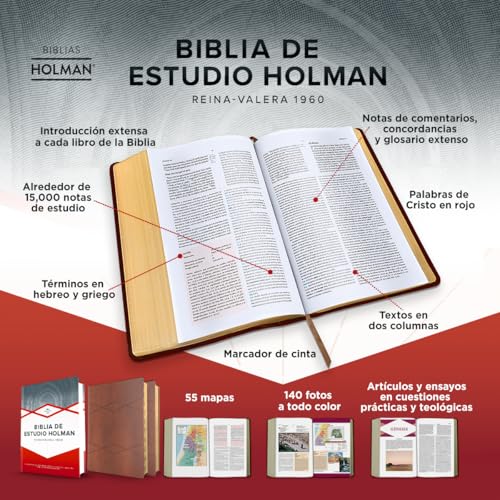Image of Reina Valera 1960, Biblia de Estudio Holman, Tapa Dura (RVR 1960 Holman Study Bible, Black Hardcover) (Spanish Edition)