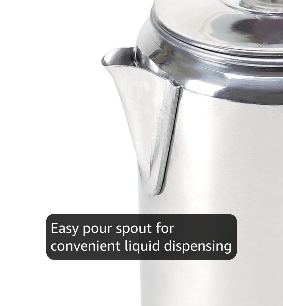 Stansport Aluminum Percolator Coffee Pot with Wire Handle