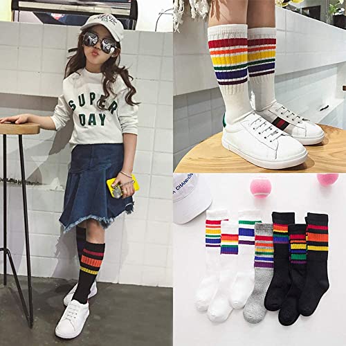 5 Pairs Cute Bow ToddlersLong Socks Baby Girls Knee High Socks Tube Ruffled Stockings4