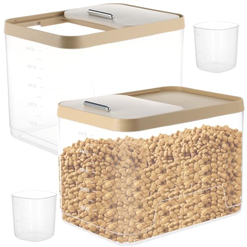 CIEOVO 2 Pack Airtight Dog Food Storage Container 10Lbs Clear Pet Dog Food Storage Bin with Measuring Scoops for Rice Grain Pet Dog Cat Bird Dog Treat Storage Food Fresh