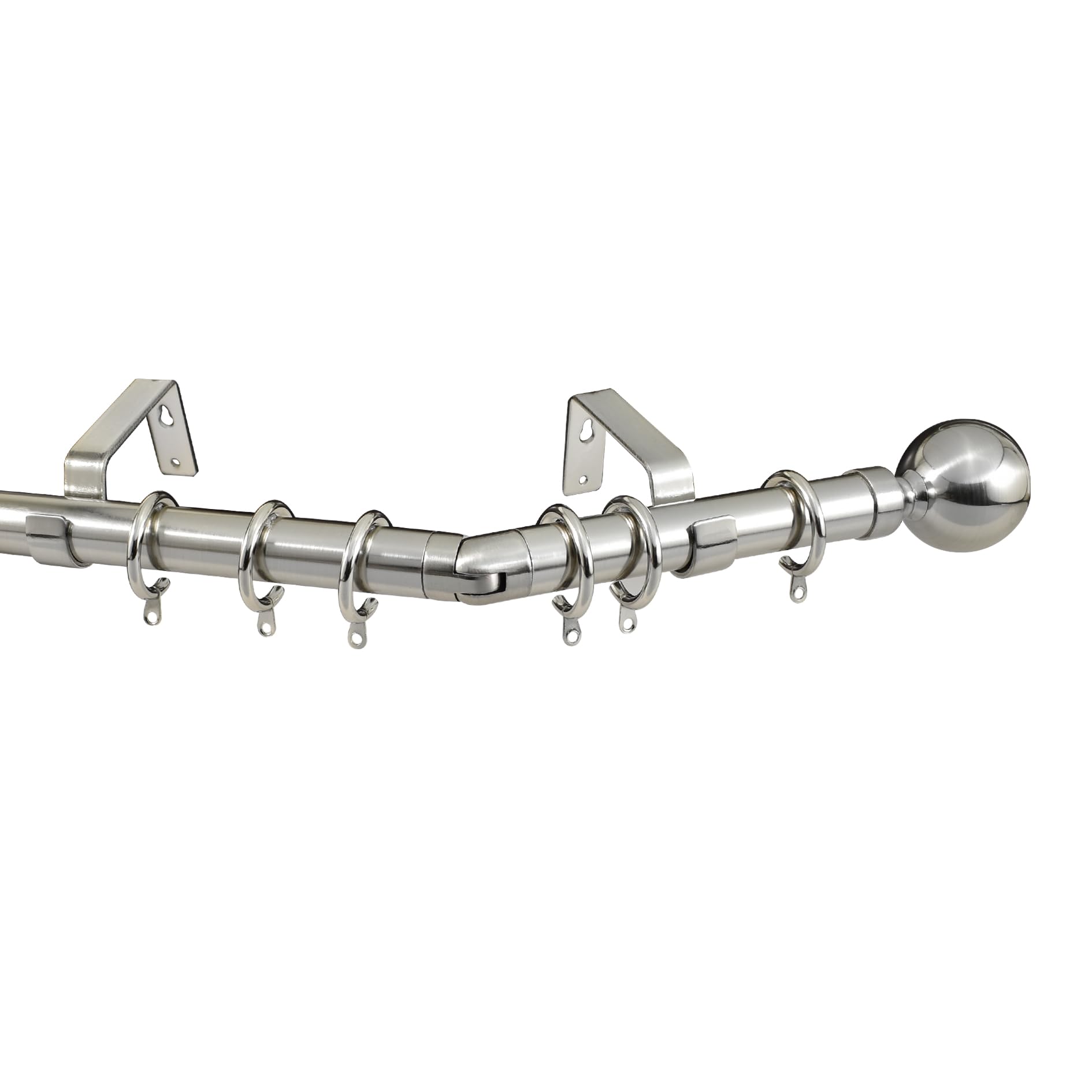 28mm Bay Window Curtain Pole Rod Passing Brackets C Rings 3 & 5 Side (Brushed Chrome, 4.5m 5 Side Bay (3 x 1.5m Poles)) โ image 1