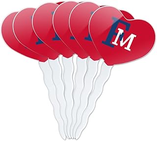 Francis Marion University Secondary Logo Heart Love Cupcake Picks Toppers Decoration Set of 6