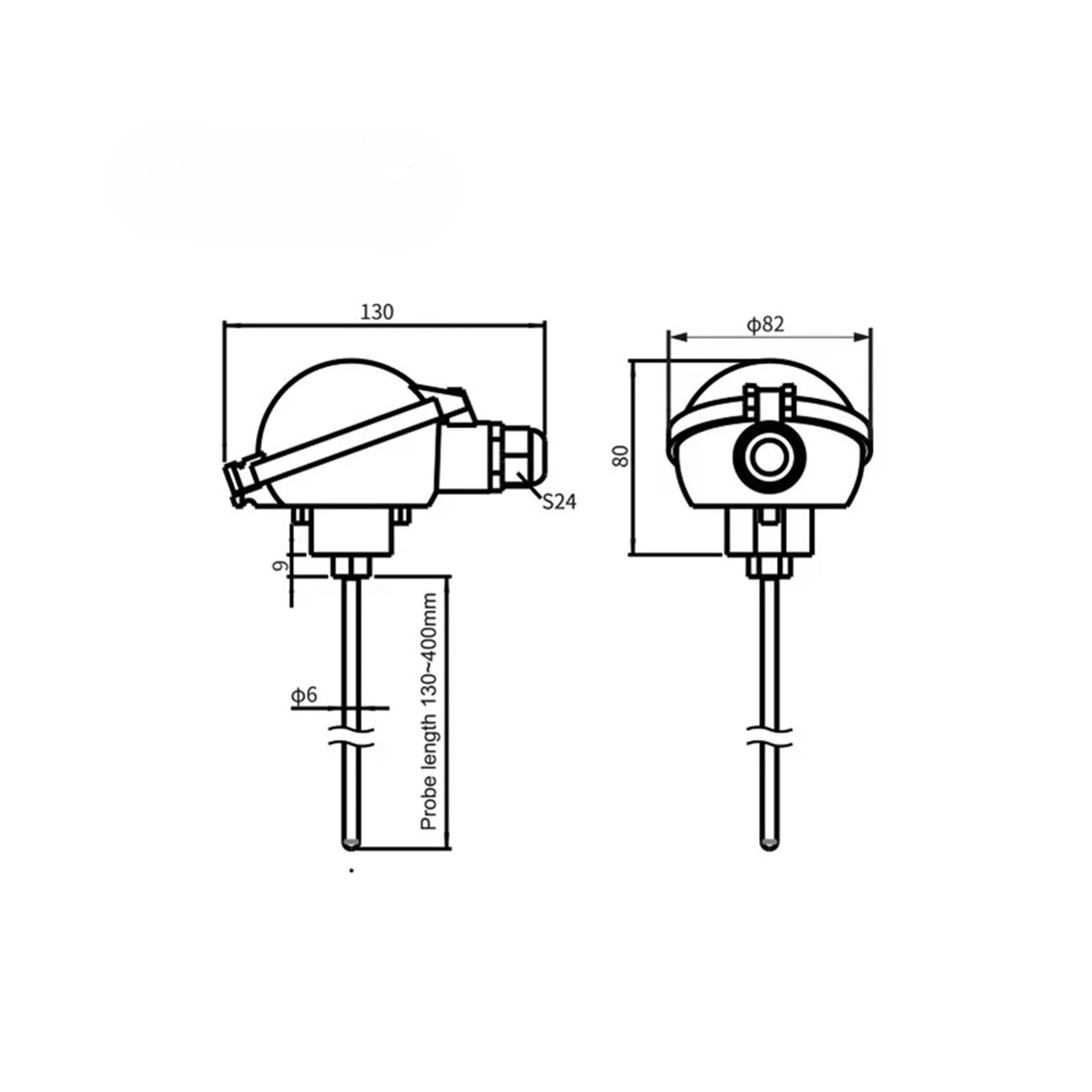 Trasmettitore sensore di temperatura LFW20 Armatura for gas liquido 4~20mA Pt100 IP65