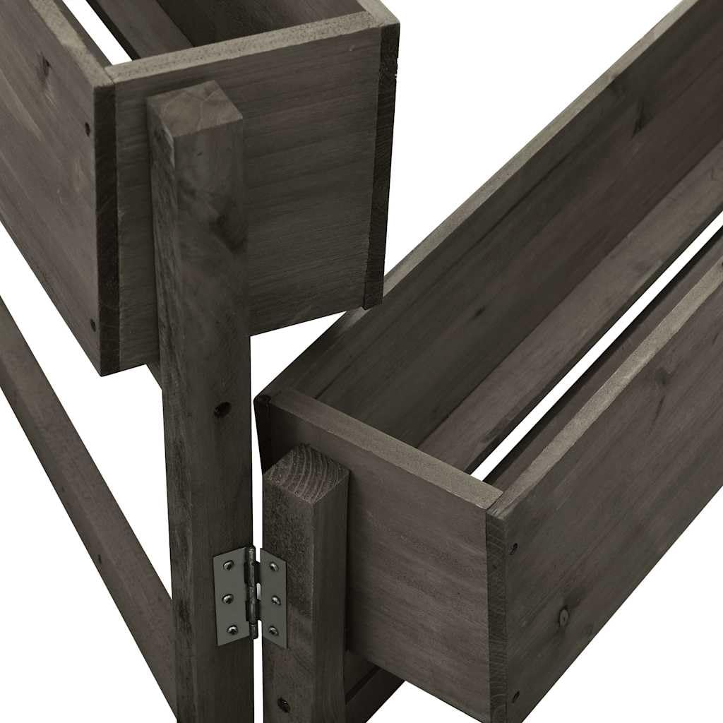 Klappbarer Pflanzkübel aus massivem Tannenholz grau, 3-stufiger Blumen Topf für Balkon Terrasse Garten und Fensterbank, 60 x 14 x 75 cm, für Kräuter Gemüse Deko