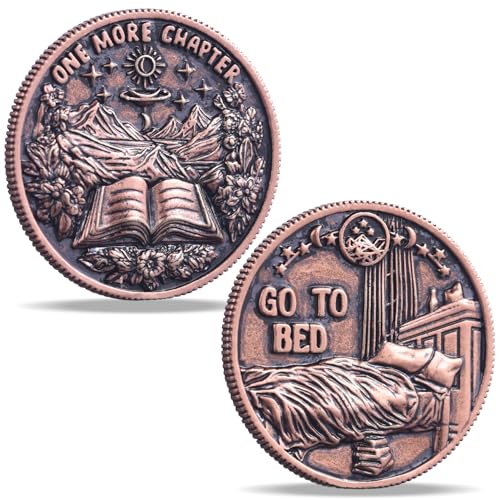 Just One More Chapter Coin Gamer Bookish Gifts for Book Lovers - Unique Book Coin Flip Book Merch & Bookish Coins Presents for Reader Women, Decision Maker Idea (one More Chapter - Dark Moon Stars)