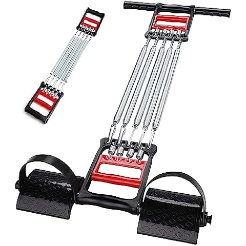 YORKING 3-in-1 Brustmuskeltrainer Chest Expander 5 Federn Krafttraining Brustmuskel Expander Mehrfunktional Brust Expander Armtrainer und Elastisch Fußpedal Cover