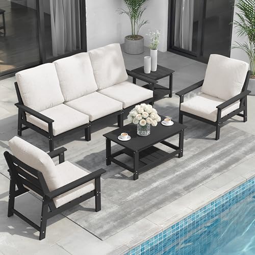 Ciokea 7-Piece Patio Furniture Set, HDPS Outdoor Sectional Sofa Set...
