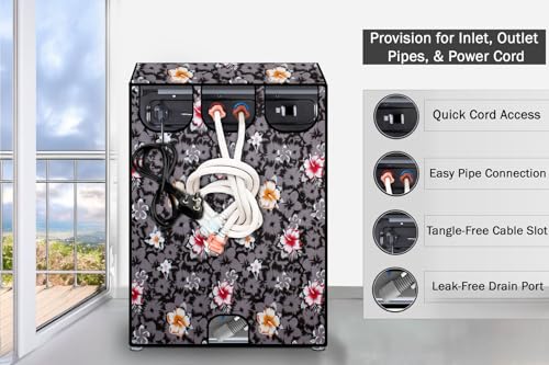 Image of Stylista Top Load Fully Automatic Washing Machine Cover Compatible for IFB 8 kg, 8.5 kg, 9 kg & 9.5 kg, Symmetric Pattern Grey