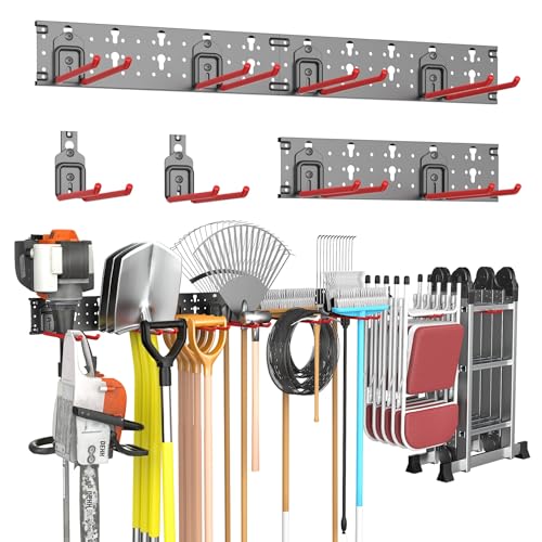 TORACK Garden Tool Organizer Wall Mounted, Garage Folding Chair Storage Rack, Tools Rack for...