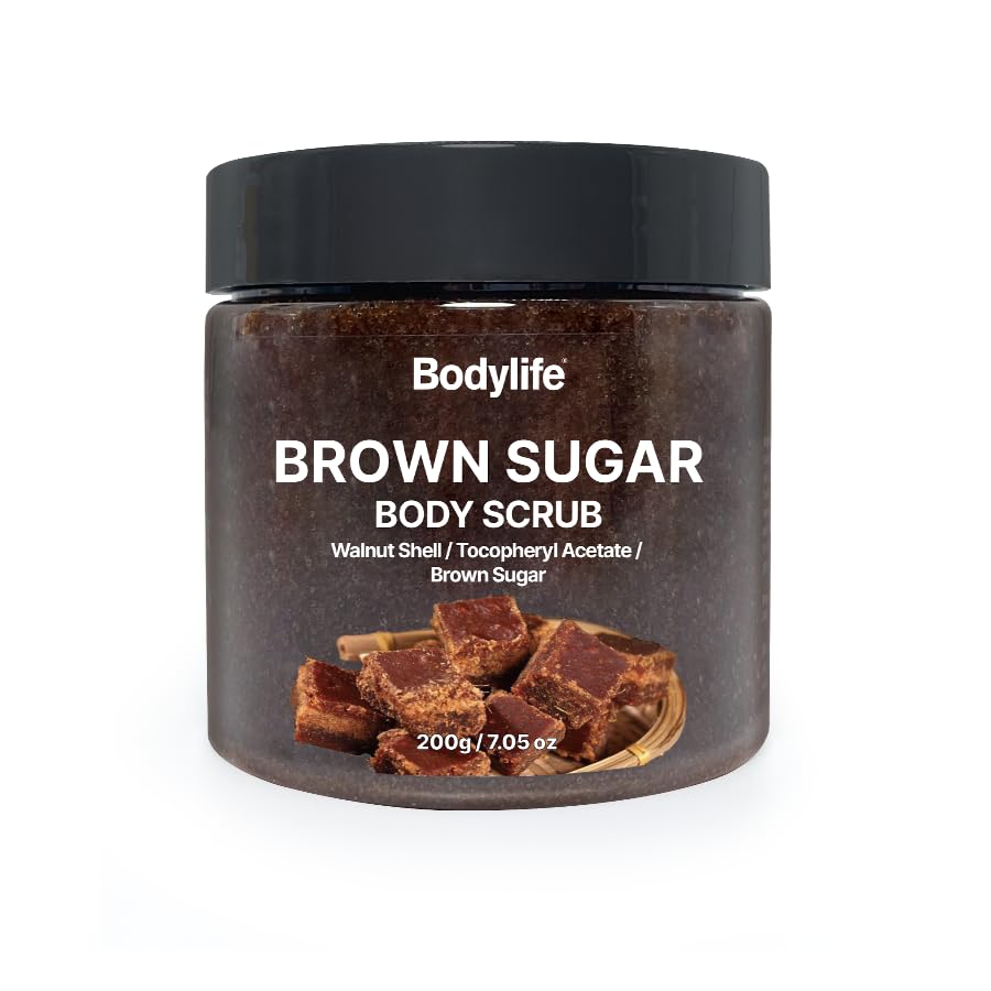 Brown Sugar Body Scrub Exfoliating Sugar Scrub for Body Moisturizing Body Polish Dead Skin Remover Hydrating Shower Bath Body Exfoliator Smooth Soft Skin 10.58 oz