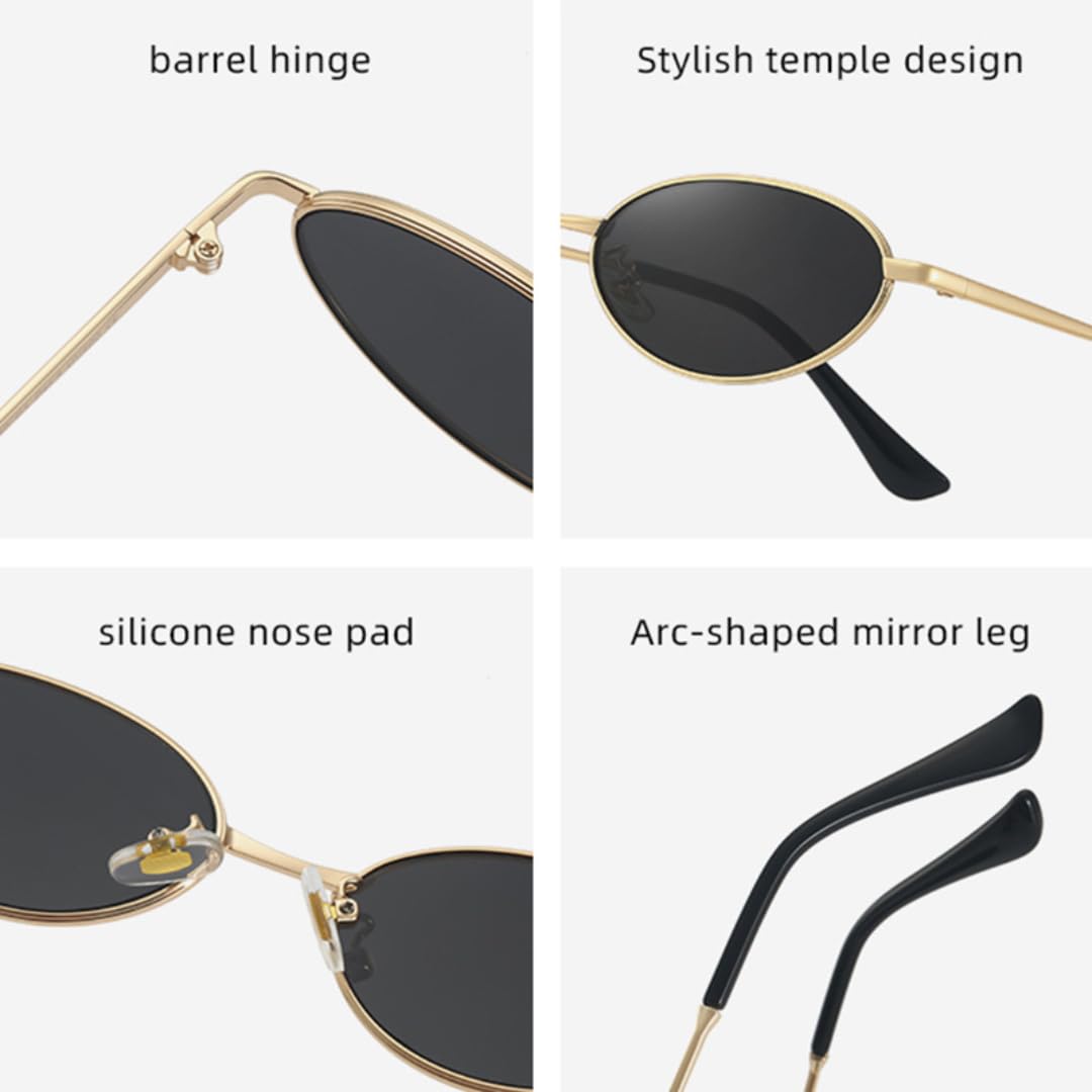 Gafas de sol ovaladas de metal estilo retro con lentes degradadas UV400, estilo punk.