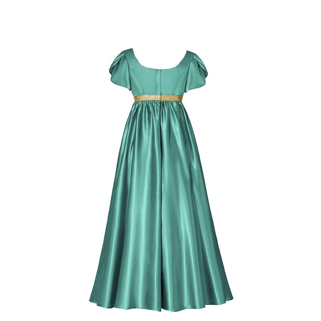 Gothden Abito da donna vintage Regency a vita alta retrò Regency abito da donna retrò nastro increspato maniche a sbuffo