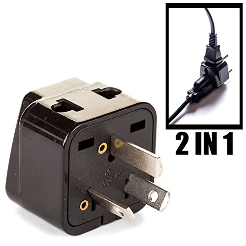 Orei 2 In 1 Usa To Australia/China Adapter Plug - 2 Pack, Black #TOP7