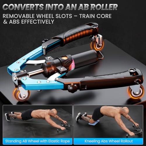 Twister Arm Trainer, 3 in 1 Hydraulic Power Chest Workout Equipment with Ab Roller Wheels and Hooks, Adjustable 22-440lbs Arm Trainer for Men Women, Home Gym Equipment for Full Body Strength Training by WAKISA - Image 4