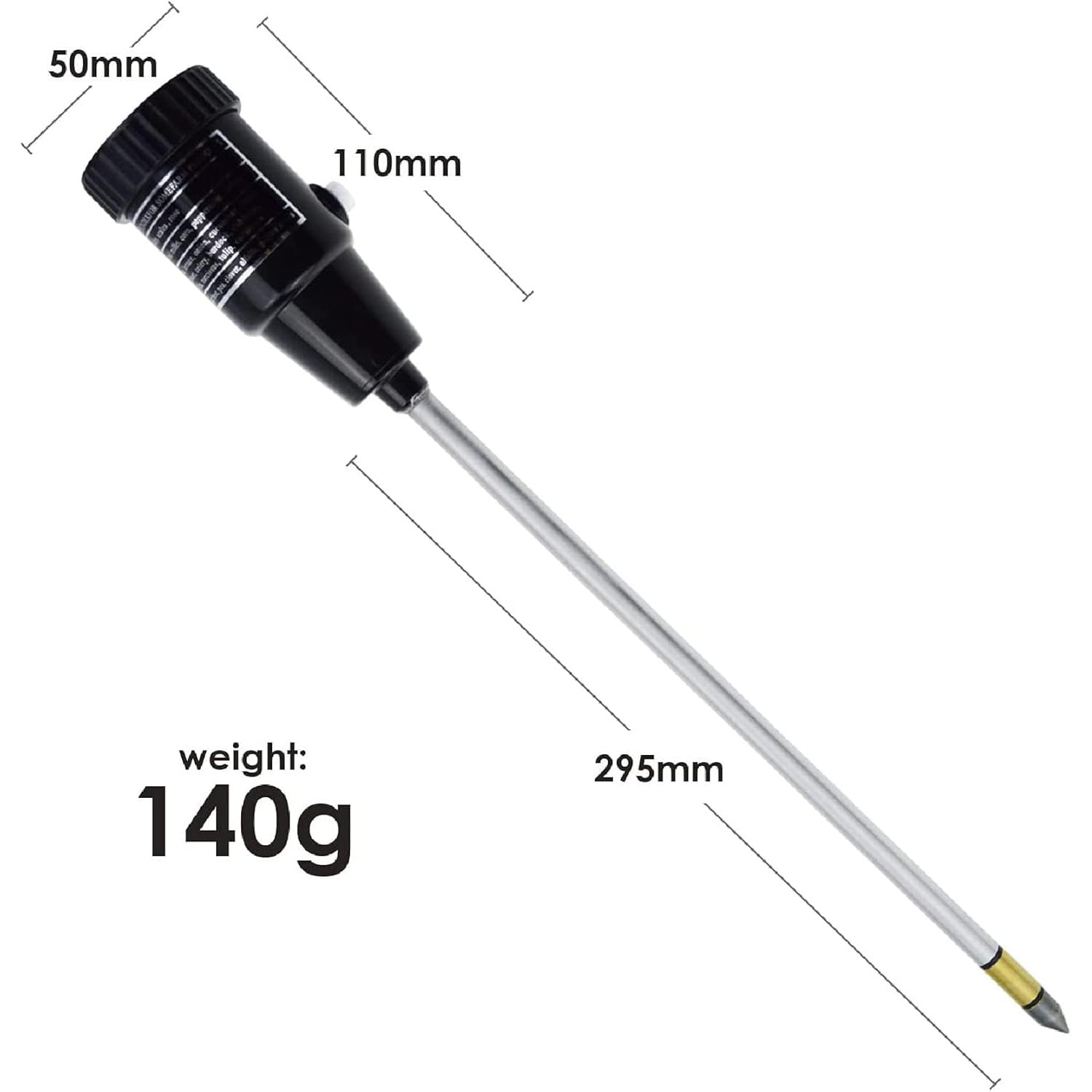 Testeur de sol professionnel, testeur de pH et d'humidité du sol, avec sonde à électrode métallique de 295 mm, haute précision, affichage numérique à cadran clair, favorise la santé des plantes, pour