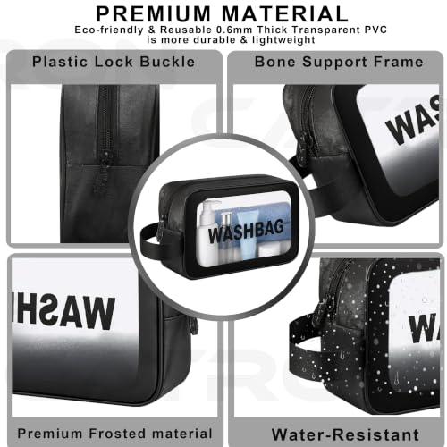 Image of CATRON Makeup PVC Water-Resistant Cosmetic Bag Set 3 Wash Bag Pouch for Multifunctional Travel Kit Toiletry Bag Portable Organizer Case Carry Pouch for Women Bathroom Set (Black)
