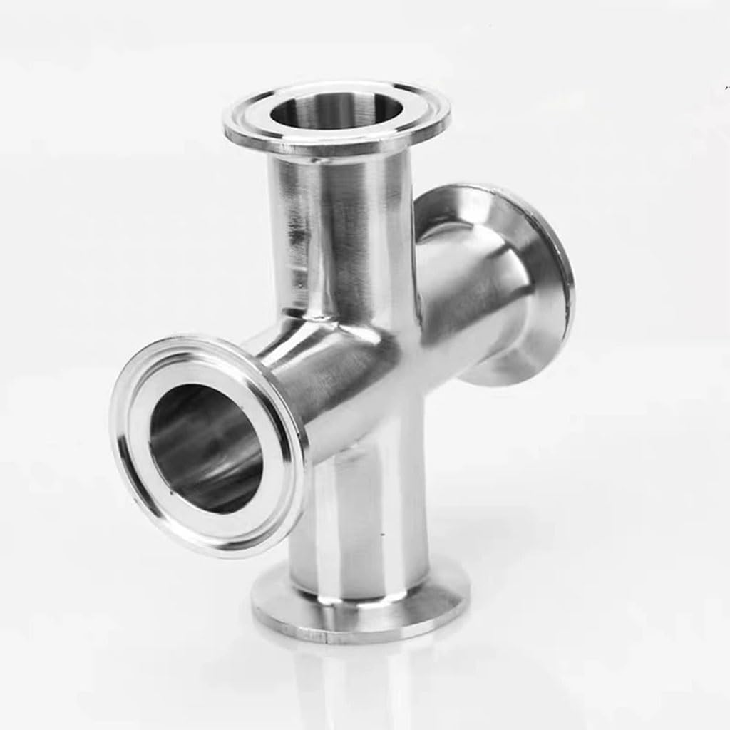 Stainless Steel Fittings 3/4" 1" 2" 3" 4" Pipe OD 19mm-102mm Stainless Steel SS304 4 Way Cross Sanitary Fitting Tri Clamp Feerule OD 50.5-119mm Home Brew 1pcs(19mm x Ferrule 50.5)