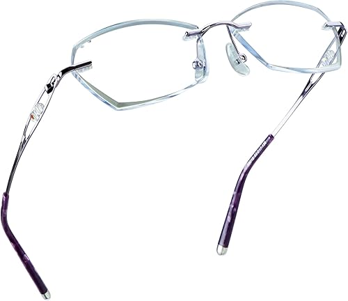 LifeArt Lentes de lectura con bloqueo de luz azul sin montura con lente personalizada que reducen la fatiga ocular con diamantes elegantes para