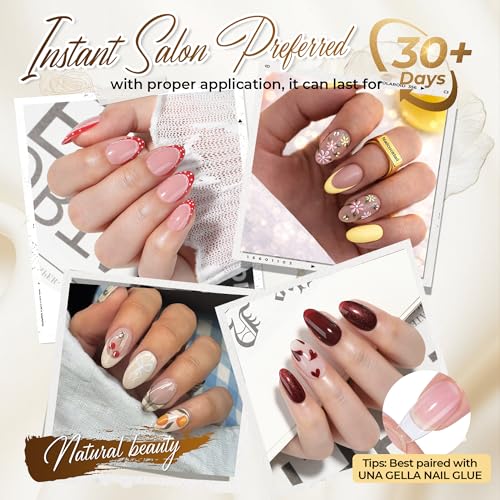UNA GELLA Oval Fake Nails Pre-shape 504pcs Almond Gel Nail Tips Round Almond Press on Nails for Full Cover Acrylic Round Oval Full Nails False Nails 12 Sizes False Soft Gel Tips - 4
