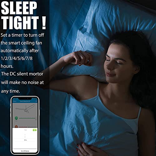 Low Profile Ceiling Fan With Lights And 10 Speeds, Dimmable Smart Ceiling Fan Compatible With Alexa, Siri & Google, 52 Inch Modern Farmhouse Ceiling Fan, White #TOP5