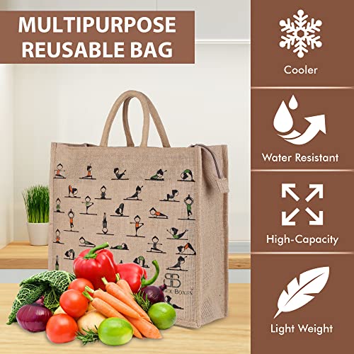 Image of BLACKBOXES Big Eco Cotton Jute Shopping Bags for Carry Milk Grocery fruits Vegetable with Reinforced Handles jhola Bag - Kitchen Essential