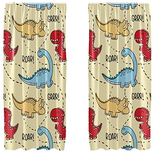 Cortinas de dinosaurios (2 paneles, 55x84") para cuarto infantil 2
