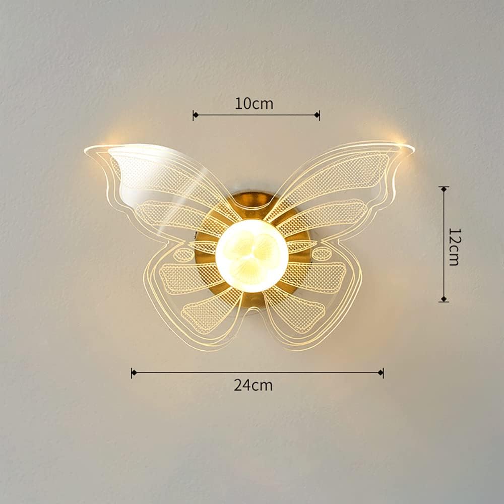 Applique Murale En Métal À Tête Unique, Luminaire Décoratif Doré, Applique Murale Papillon Acrylique Créative, Appliques Murales De Chevet De Chambre À Coucher Led Minimalistes Modernes 12W
