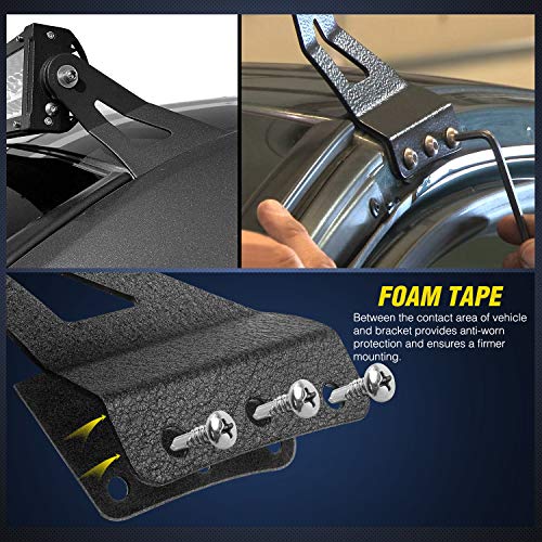Image of Nilight 90032B 2PCS 54 inch Curved LED Light Bar Bracket at Upper Windshield Roof Cab for 99-06 Chevy Silverado Suburban Avalanche Tahoe & GMC Yukon Sierra, 2 Years Warranty, Black