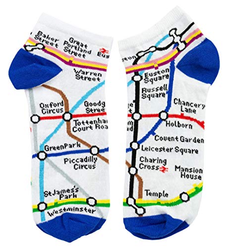 Licensed London Underground™ Tube Map Trainer Socks for Men | Official TFL™ London Tube Pattern Ankle Socks | Fun Novelty Travel & Gift Socks | Comfortable Cotton Rich Sport Trainer Socks Sizes 6-11