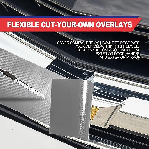 Image of Compatible with 11.8 inch x 4 inch 3PCS Chevy Bowtie Emblem Logo Stickers Cut DIY Decals, 3 Pcs Universal Logo Overlay Gray