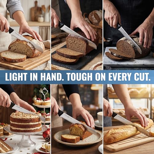 Cutluxe Bread Knife with Cover, 10" Serrated Knife for Sourdough Bread - Image 5