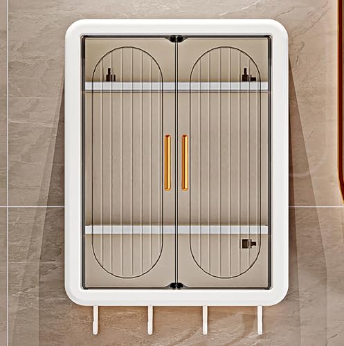 Image of House of Quirk Wall Mounted Bathroom Storage Rack - Punch-Free Magnetic Storage Box, Dust-Proof Organizer Rack for Home & Bathroom Essentials (White, Extra Large)